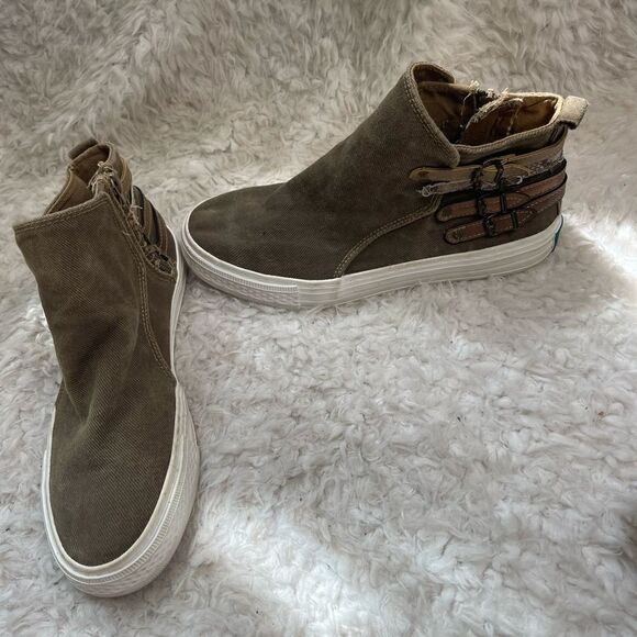 Blowfish canvas olive green ankle boots with side zipper size 7 - Picture 7 of 9